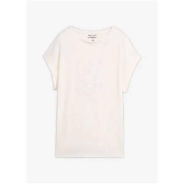 T-Shirt aus reinem Leinen mit Stickerei